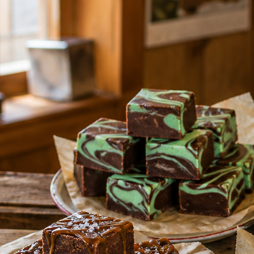 Chocolate mint swirl fudge