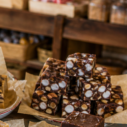Rocky road fudge with marshmallows
