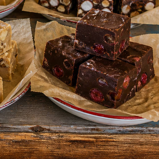 Dark chocolate cherry fudge